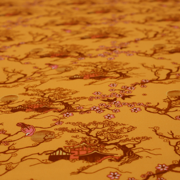 Sunset Sakura Garden Upholstery Fabric DP-104