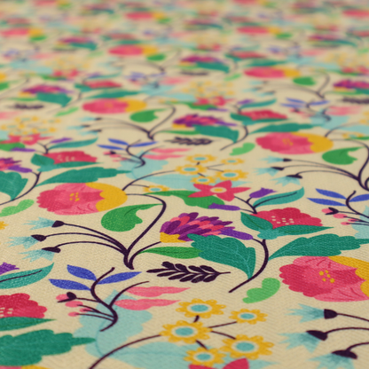 Teal & Tangerine Garden Upholstery Fabric DP-112