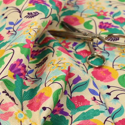 Teal & Tangerine Garden Upholstery Fabric DP-112