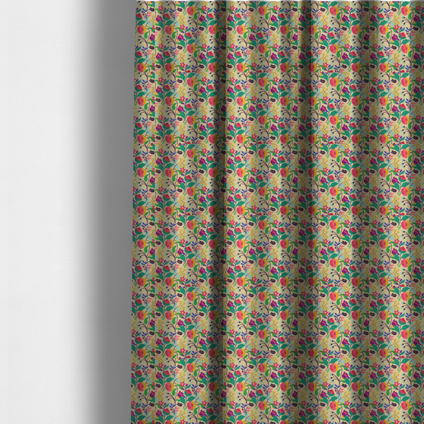 Teal & Tangerine Garden Upholstery Fabric DP-112 - Made To Measure Curtains