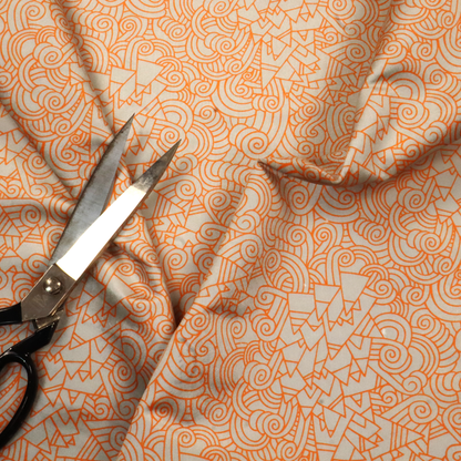 Tangerine Dream Doodle Upholstery Fabric DP-114 - Handmade Cushions