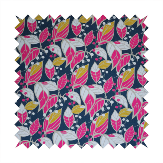 Navy Ground Bright Foliage Pattern Upholstery Fabric DP-12
