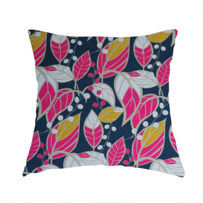 Navy Ground Bright Foliage Pattern Upholstery Fabric DP-12 - Handmade Cushions