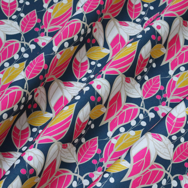 Navy Ground Bright Foliage Pattern Upholstery Fabric DP-12 - Handmade Cushions