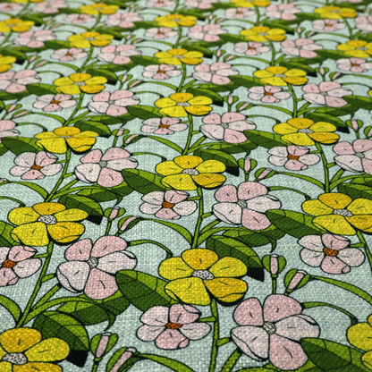 Sunshine and Blush Vintage Bloom Upholstery Fabric DP-124 - Made To Measure Curtains