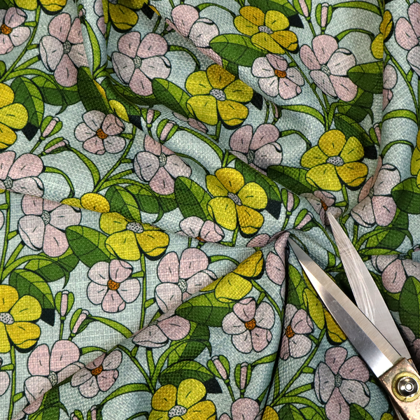 Sunshine and Blush Vintage Bloom Upholstery Fabric DP-124 - Made To Measure Curtains