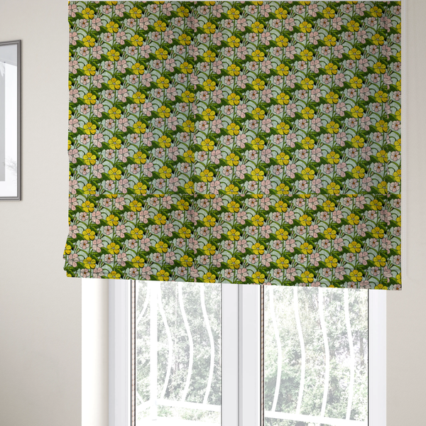 Sunshine and Blush Vintage Bloom Upholstery Fabric DP-124 - Roman Blinds