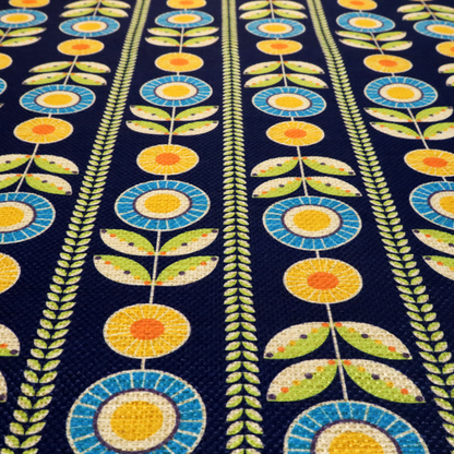 Midnight Sun Field Scandinavian Bloom Upholstery Fabric DP-126