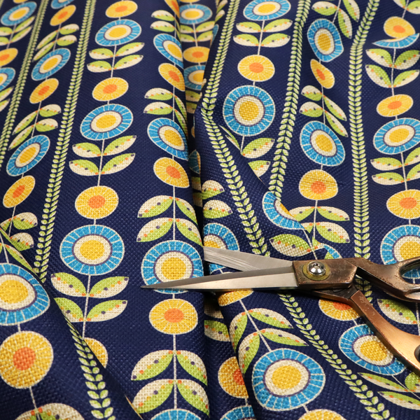 Midnight Sun Field Scandinavian Bloom Upholstery Fabric DP-126