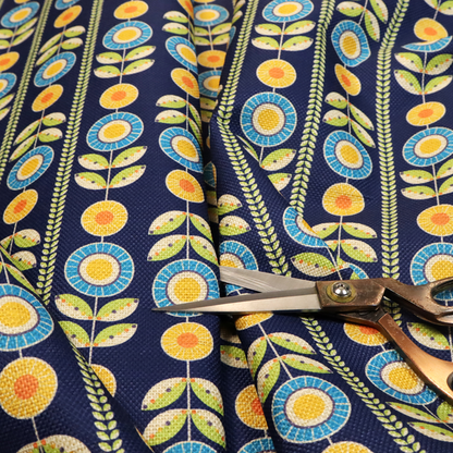 Midnight Sun Field Scandinavian Bloom Upholstery Fabric DP-126