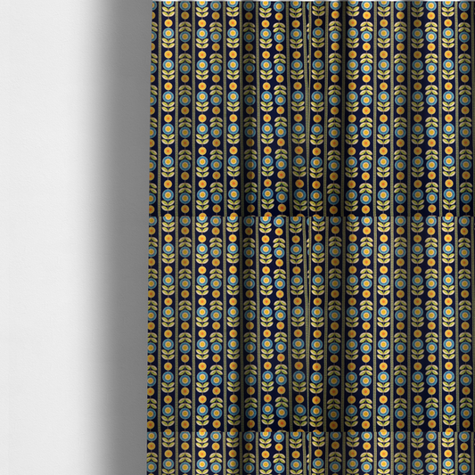 Midnight Sun Field Scandinavian Bloom Upholstery Fabric DP-126 - Made To Measure Curtains