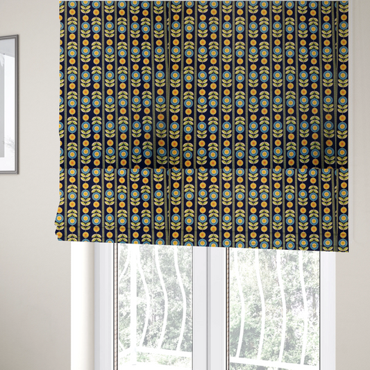 Midnight Sun Field Scandinavian Bloom Upholstery Fabric DP-126 - Roman Blinds