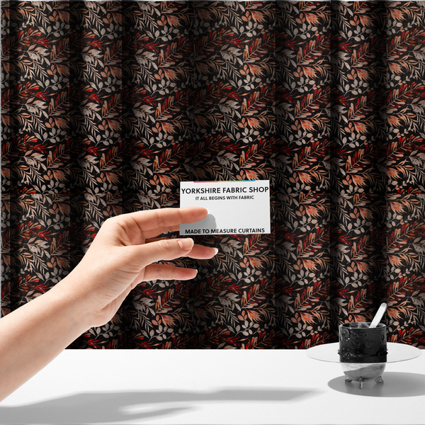 Dramatic Dark Floral/Leaf Upholstery Fabric DP-13 - Made To Measure Curtains