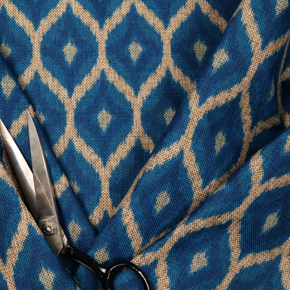 Boho-Chic Blue Diamond Upholstery Fabric DP-137 - Roman Blinds