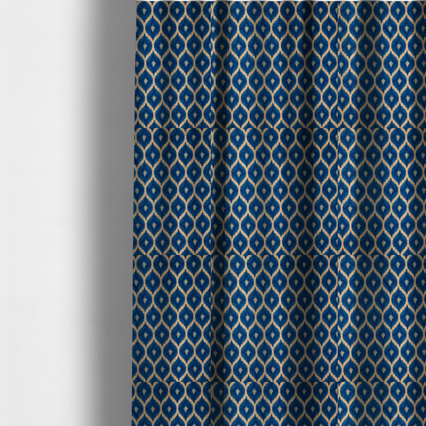 Boho-Chic Blue Diamond Upholstery Fabric DP-137 - Made To Measure Curtains