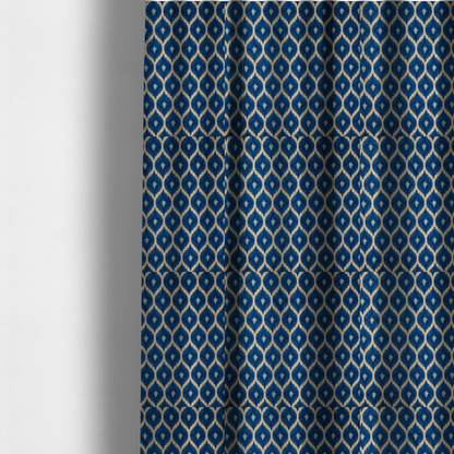 Boho-Chic Blue Diamond Upholstery Fabric DP-137 - Made To Measure Curtains