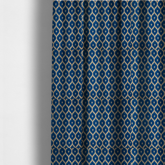 Boho-Chic Blue Diamond Upholstery Fabric DP-137 - Made To Measure Curtains