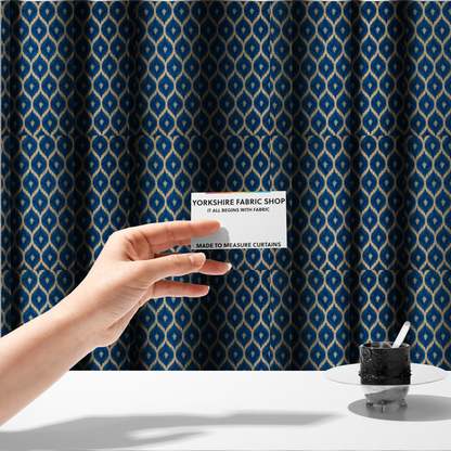 Boho-Chic Blue Diamond Upholstery Fabric DP-137 - Made To Measure Curtains