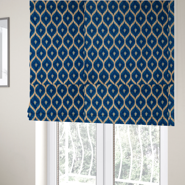 Boho-Chic Blue Diamond Upholstery Fabric DP-137 - Roman Blinds