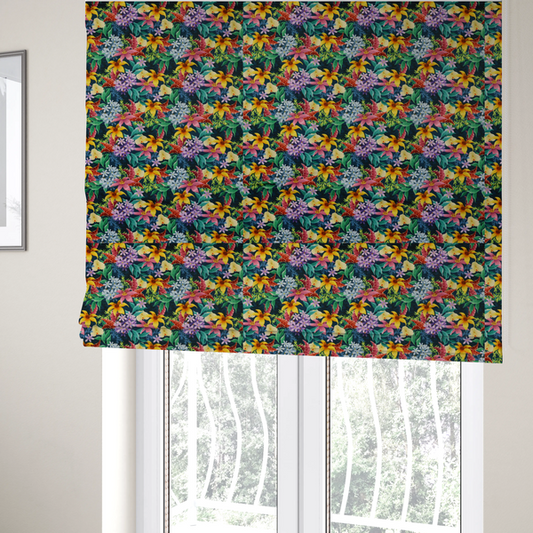 Midnight Tropical Garden Upholstery Fabric DP-140 - Roman Blinds