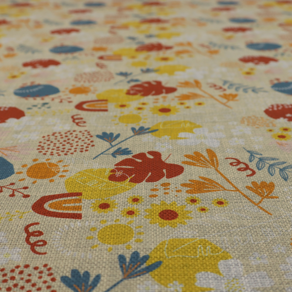Sunburst Folk Floral Upholstery Fabric DP-146