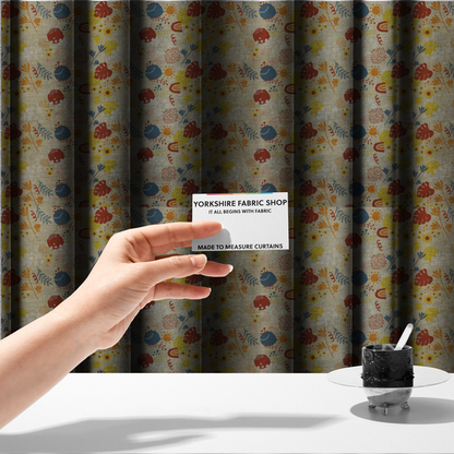 Sunburst Folk Floral Upholstery Fabric DP-146 - Made To Measure Curtains