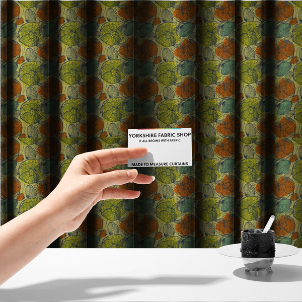 Earthy Pop Art Flower Upholstery Fabric DP-160 - Made To Measure Curtains