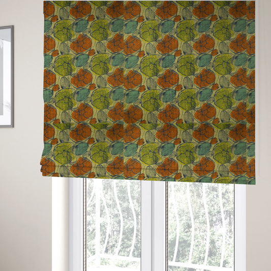 Earthy Pop Art Flower Upholstery Fabric DP-160 - Roman Blinds