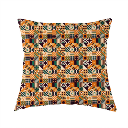 Harvest Orange Retro Geometric Upholstery Fabric DP-180 - Handmade Cushions