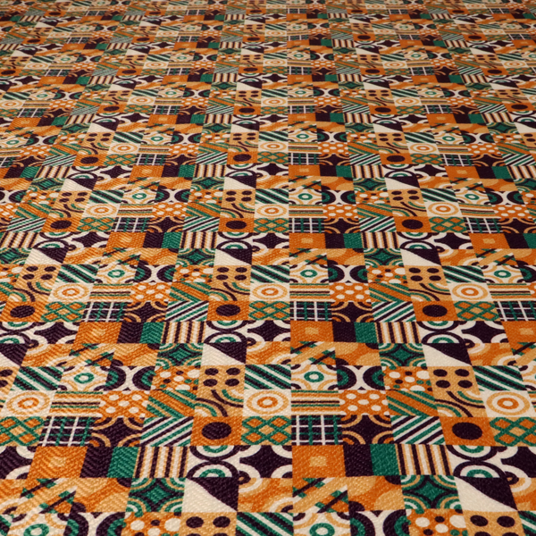 Harvest Orange Retro Geometric Upholstery Fabric DP-180 - Roman Blinds