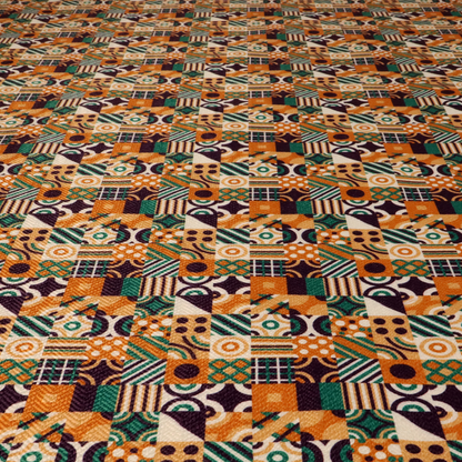 Harvest Orange Retro Geometric Upholstery Fabric DP-180 - Roman Blinds