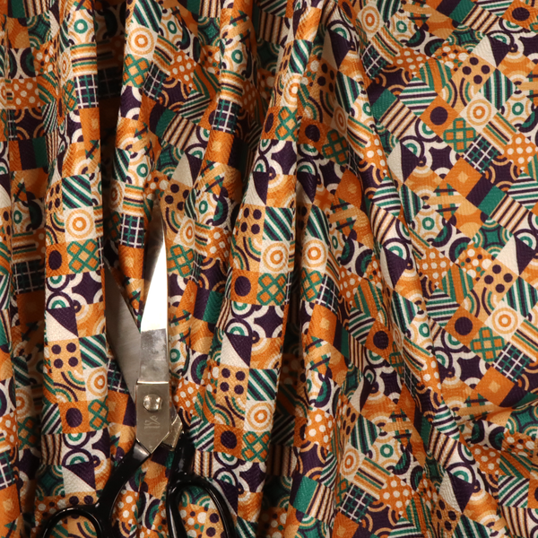 Harvest Orange Retro Geometric Upholstery Fabric DP-180 - Roman Blinds