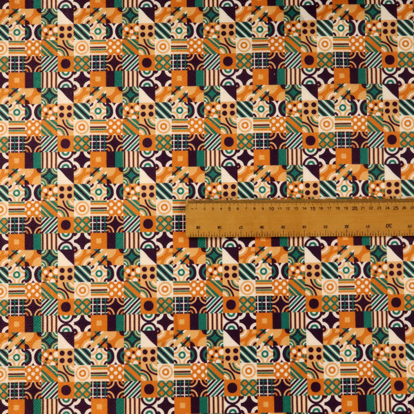 Harvest Orange Retro Geometric Upholstery Fabric DP-180 - Roman Blinds