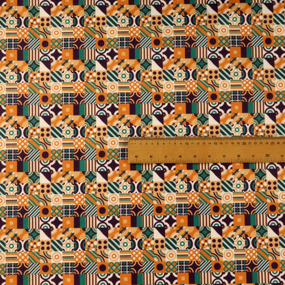Harvest Orange Retro Geometric Upholstery Fabric DP-180 - Roman Blinds