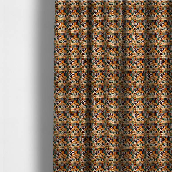 Harvest Orange Retro Geometric Upholstery Fabric DP-180 - Made To Measure Curtains