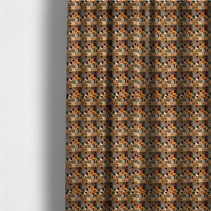 Harvest Orange Retro Geometric Upholstery Fabric DP-180 - Made To Measure Curtains