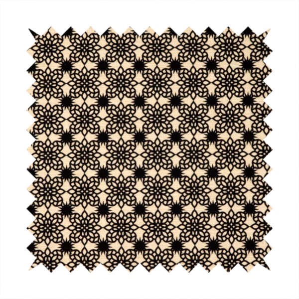 Black Lace Medallion Upholstery Fabric DP-184 - Handmade Cushions
