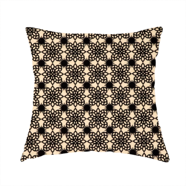 Black Lace Medallion Upholstery Fabric DP-184 - Handmade Cushions