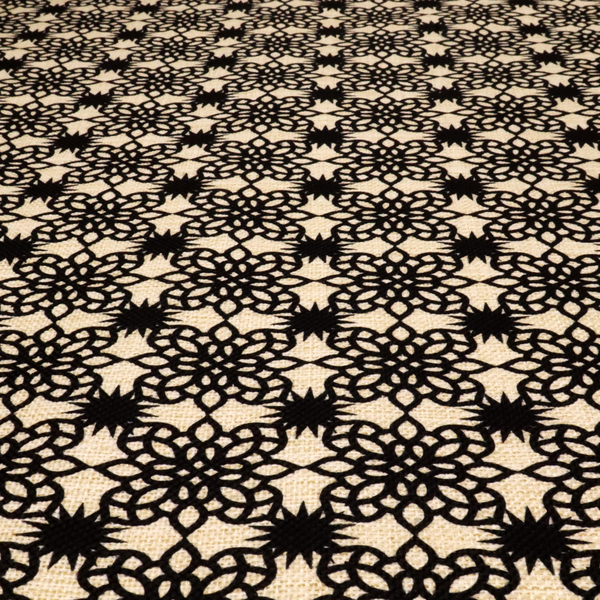 Black Lace Medallion Upholstery Fabric DP-184 - Handmade Cushions