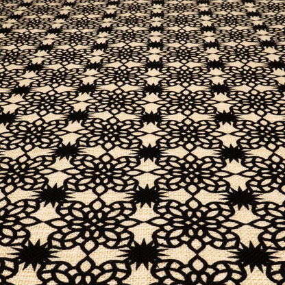 Black Lace Medallion Upholstery Fabric DP-184 - Handmade Cushions