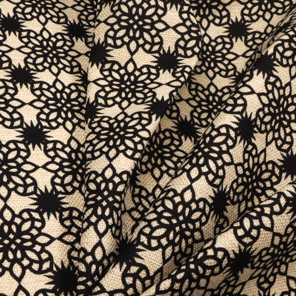 Black Lace Medallion Upholstery Fabric DP-184 - Handmade Cushions