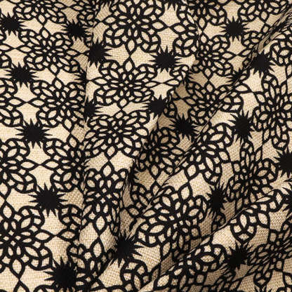 Black Lace Medallion Upholstery Fabric DP-184 - Handmade Cushions