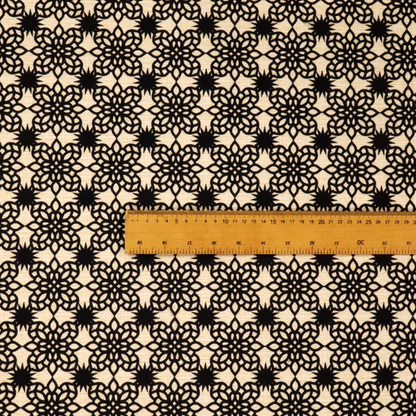 Black Lace Medallion Upholstery Fabric DP-184 - Handmade Cushions
