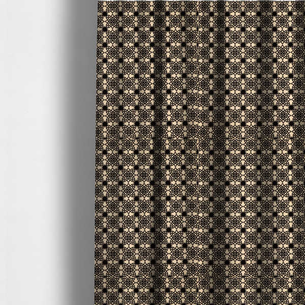 Black Lace Medallion Upholstery Fabric DP-184 - Made To Measure Curtains