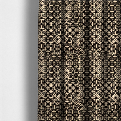 Black Lace Medallion Upholstery Fabric DP-184 - Made To Measure Curtains