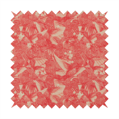 This fabric is saturated with pink illustrative hummingbirds.