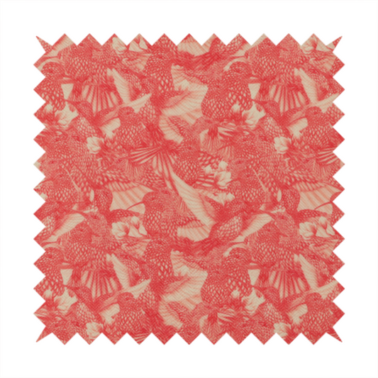 This fabric is saturated with pink illustrative hummingbirds.