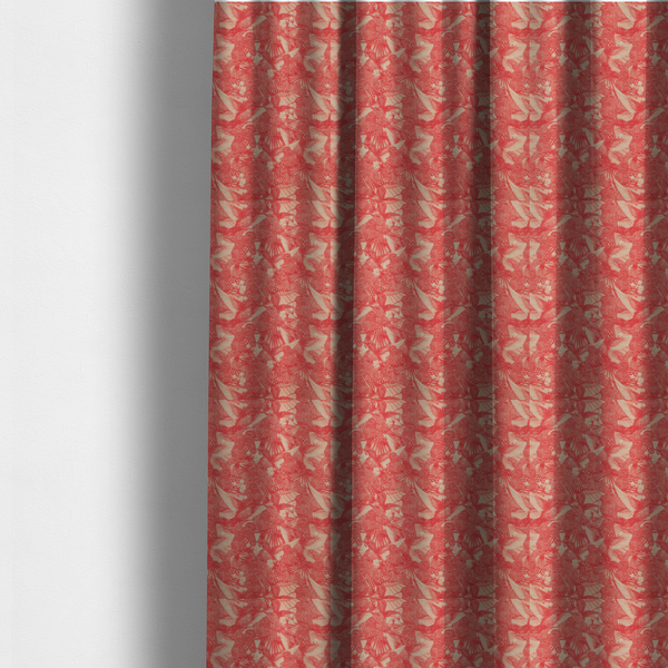 The fabric used to create these made-to-measure curtains, is saturated with pink illustrative hummingbirds.