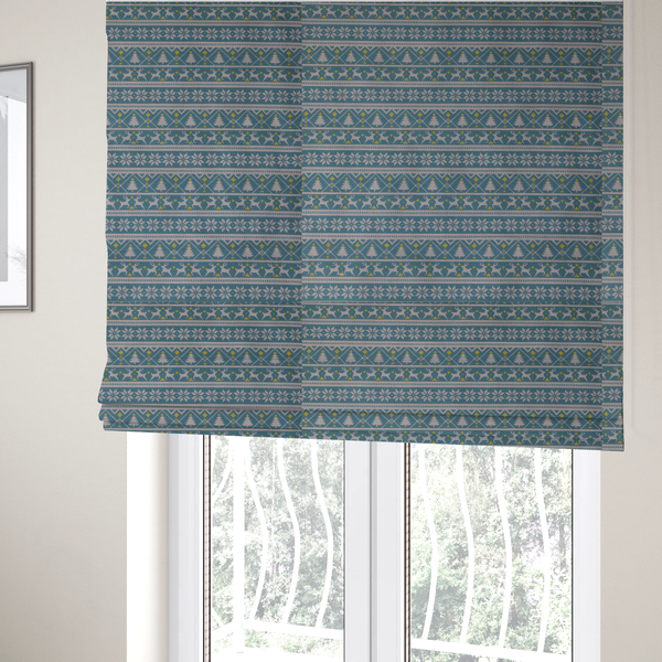 Reindeers In The Snow Forest Christmas Theme Furnishing Fabric DP-21 - Roman Blinds