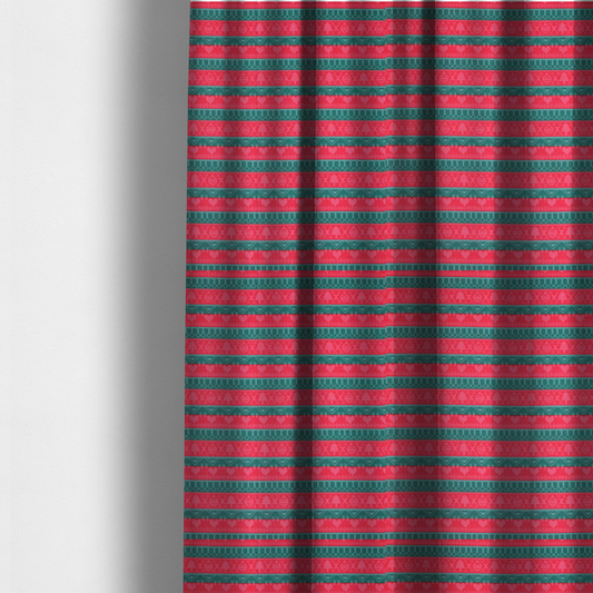 Love Hearts At Christmas Theme Furnishing Fabric DP-22 - Made To Measure Curtains